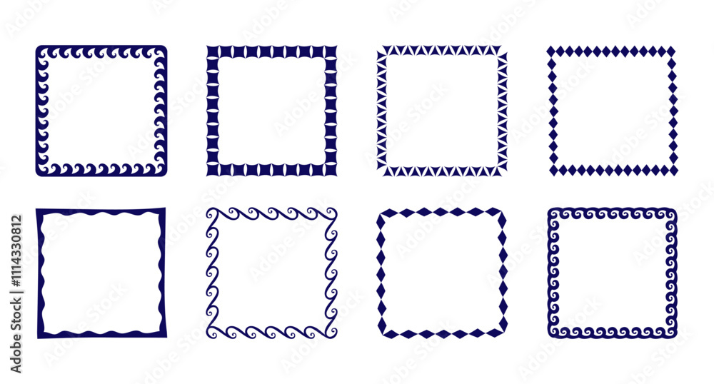 Aufkleber Vector set of hand drawn cut out style square frames and borders - abstract design elements for decoration or logo design templates, prints, placards