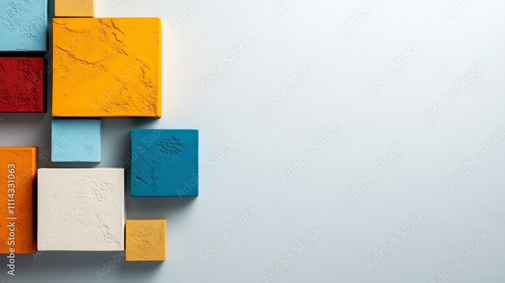 Aufkleber vibrant abstract color blocks on neutral background creating modern minimalist feel
