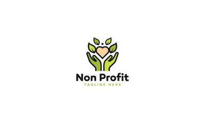 Symbolic Nonprofit Logo Vector Design, Articulating a Mission with Hand Love Leaf Person