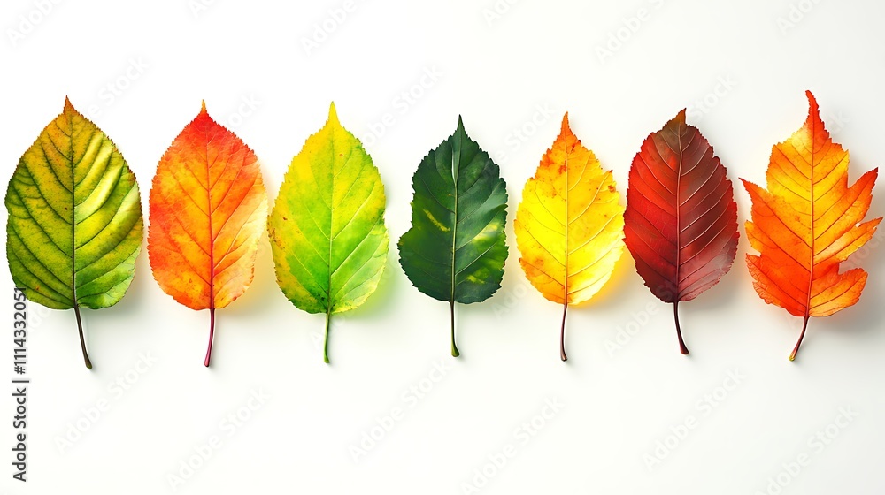 Poster autumn leaves displaying a spectrum of colors
