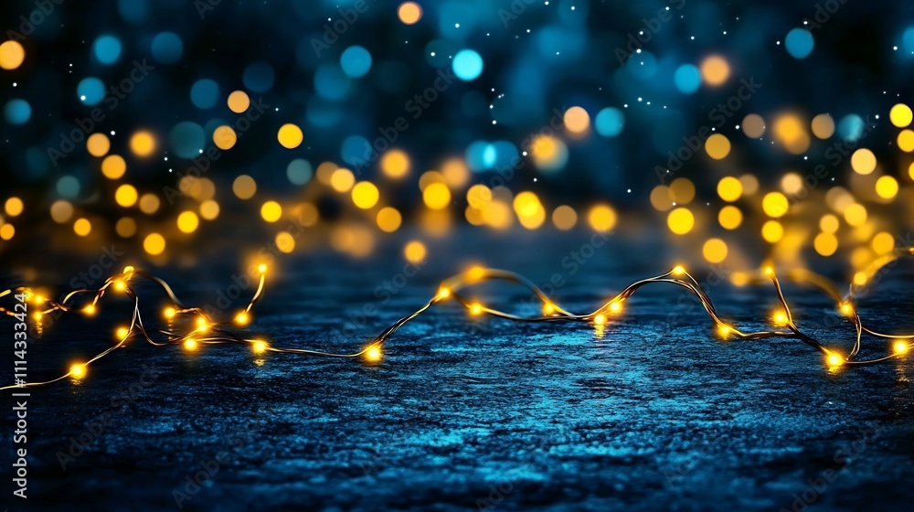 Poster mesmerizing glowing orbs floating in mysterious nightscape