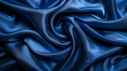 Fototapeta premium Abstract dark blue silk fabric texture.