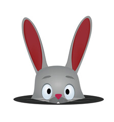 Bunny in hole. vector illustration