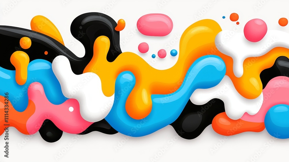 Aufkleber abstract shapes in colorful fluid forms with a cosmic motif.