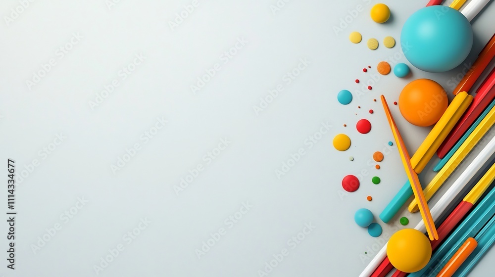 Aufkleber multicolored abstract geometric elements on light gray background with depth and layers
