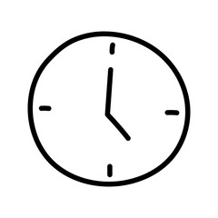 Clock, five o'clock, tea time. Black and white illustration, hand drawn coloring.