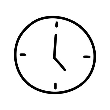 recommend clip art: Clock, five o'clock, tea time. Black and white illustration, hand drawn coloring.