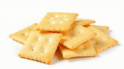 Stack of Square Soda Crackers Ideal for Snacking or Serving With Soups. Generative AI
