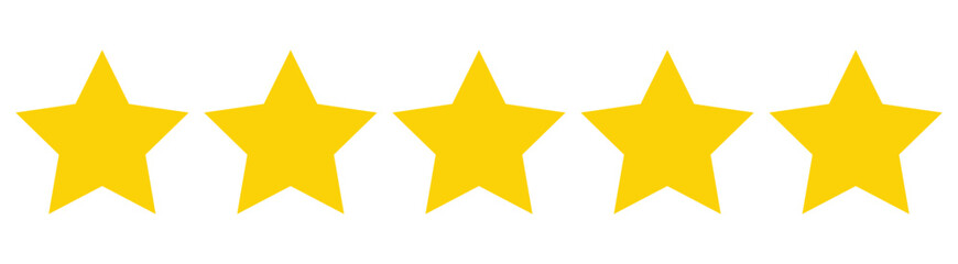 Five stars icon Vector. Five stars customer product rating review flat icon for apps and websites. Golden coloured five star rating icon vector illustration.