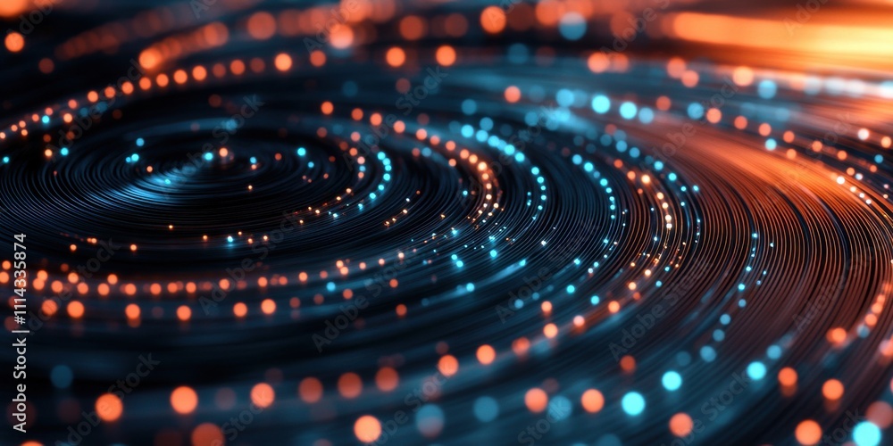 Poster abstract swirling vortex of light and energy: a digital art representation of data flow and connecti