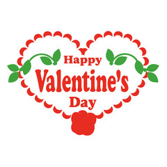 vector silhouette of a Valentine's Day typography Design in a heart shape with rose flowers isolated on a transparent background