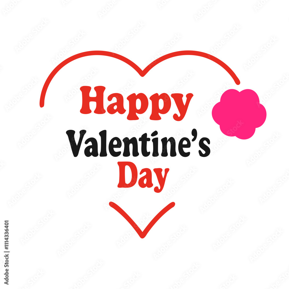 Fototapete vector silhouette of a valentine's day typography design in a heart shape with rose flowers isolated