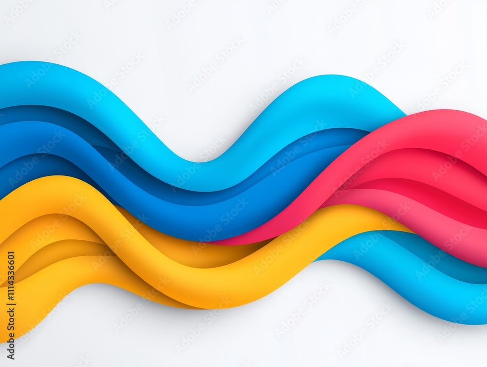 Poster dynamic abstract waves in both warm and cool hues, generating a lively flow.