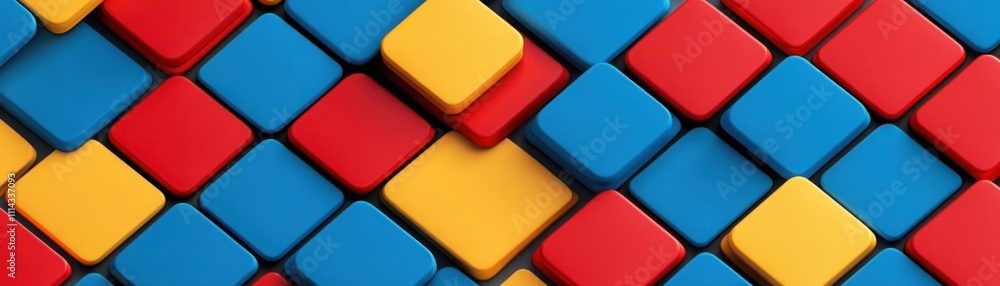 Poster colorful abstract background with red, blue, and yellow geometric shapes creating a playful and vibr