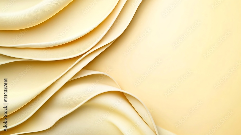 Poster elegant light abstract curves on pale yellow background with smooth inviting texture