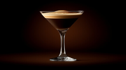 Classic Espresso Martini in Glass With Moody Sophistication Against Dark Background
