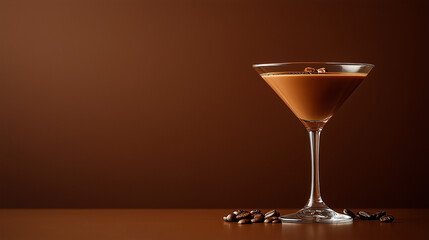 Chic Espresso Martini in Elegant Glass with Deep Brown Background