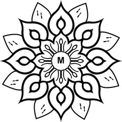 Intricate Black and White Mandala on white background , Mandala design 