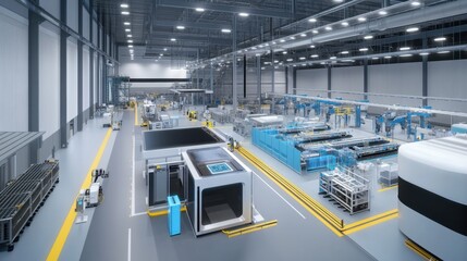 Large modern manufacturing facility showcasing advanced technology and production lines