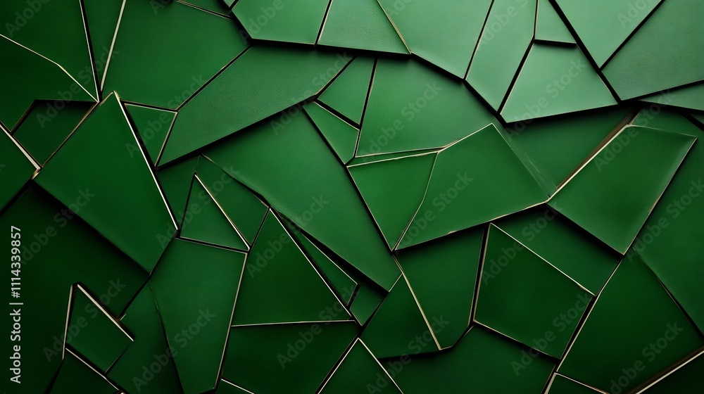 Poster abstract angular geometric shapes on dark green contrast background
