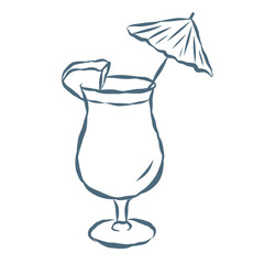 Line Art Illustration of Cocktail. Vector Graphic.
