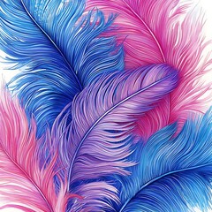Fototapeta premium Vivid Blue and Pink Ostrich Feathers Abstract Background.