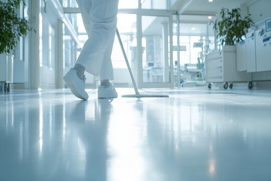 Cleanliness in healthcare: professional janitorial services in a modern hospital environment