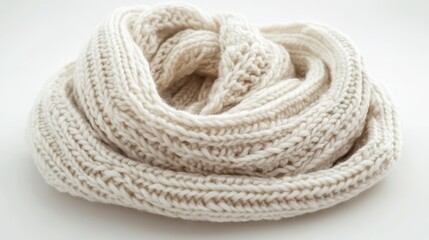 Fototapeta premium Knitted scarf white background clothing crochet.