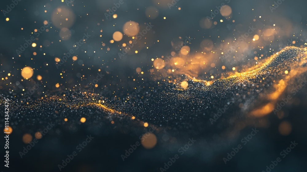 Poster soft illuminated gray background with deep charcoal accents and gentle sparkle effect