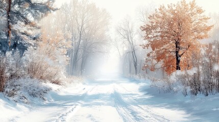 Obraz premium Winter landscape transparent background
