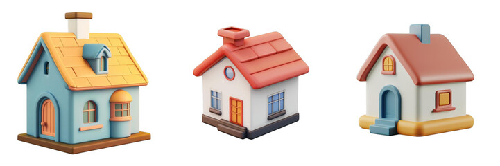 3d render house isolated on transparent background Cartoon Illustration in plastic style