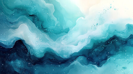 Obraz premium Liquid Fluid Watercolor Effect in Blue and Green for Banner Background