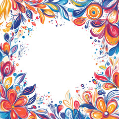 Creative 2D Doodle Floral Illustrations Text Space for Versatile Designs, Greeting Cards, Invitations