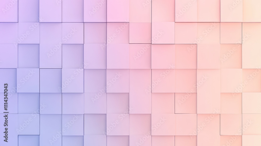 Poster a pixelated background in muted pastel tones, with squares arranged in a soft gradient pattern, blen