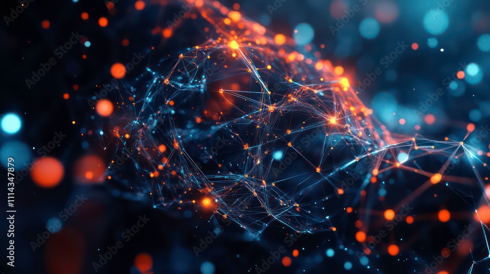 Poster A digital abstract representation of Ethereumâ€™s logo intertwined with glowing nodes and blockchain elements.