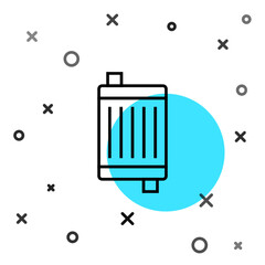 Black line Car radiator cooling system icon isolated on white background. Random dynamic shapes. Vector