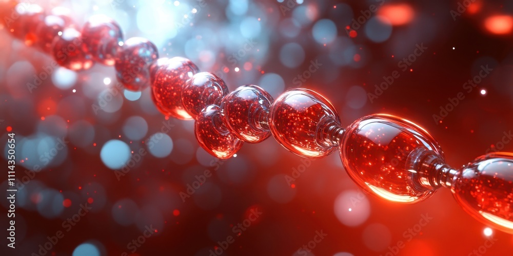 Poster intriguing visualization of molecular structures reflecting vibrant red and blue hues in a captivati