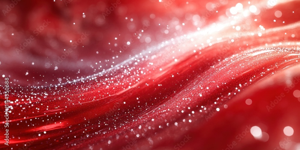 Poster vibrant red waves swirl with sparkling light in a mesmerizing display of color and movement