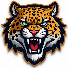 Fototapeta premium Fierce Jaguar Head: A Powerful Mascot Design