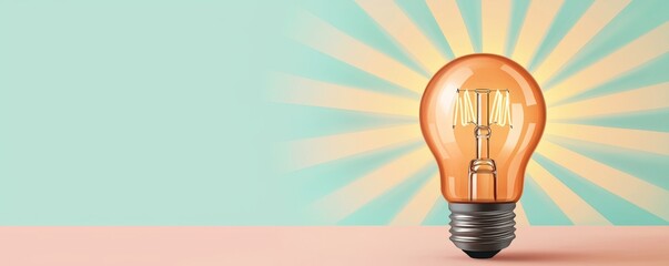 A glowing light bulb radiates inspiration against a pastel background, symbolizing creativity and innovation.