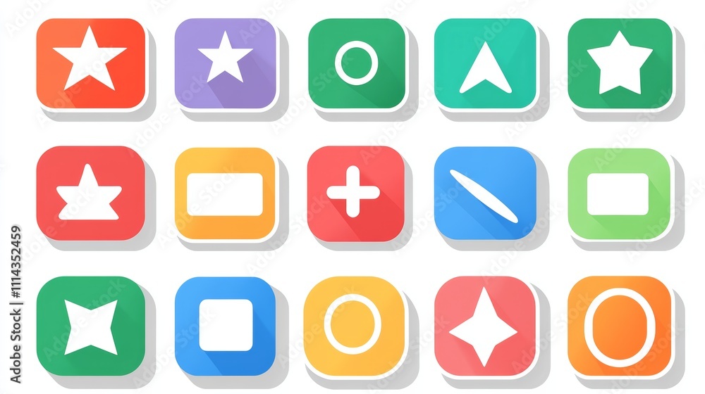 Poster flat icons with long shadows, a versatile vector collection for modern design projects