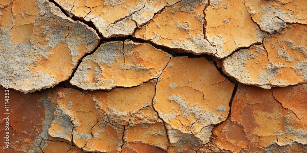 Poster detailed view of a surface that has numerous cracks, showcasing the intricate patterns and textures 