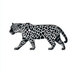 Jaguar silhouette design highlighting its elegant shape and striking spots, isolated on white for branding applications.