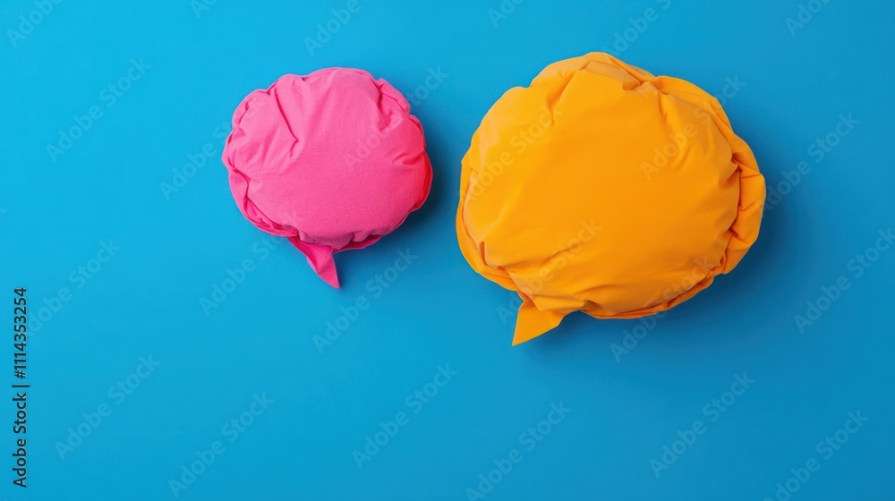 Poster colorful speech bubbles on blue background creating a playful atmosphere for communication and expre