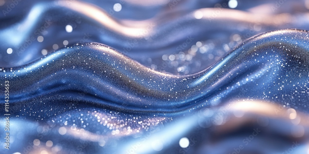 Poster sparkling waves of blue fabric create a dreamlike atmosphere with shimmering texture and depth in a 