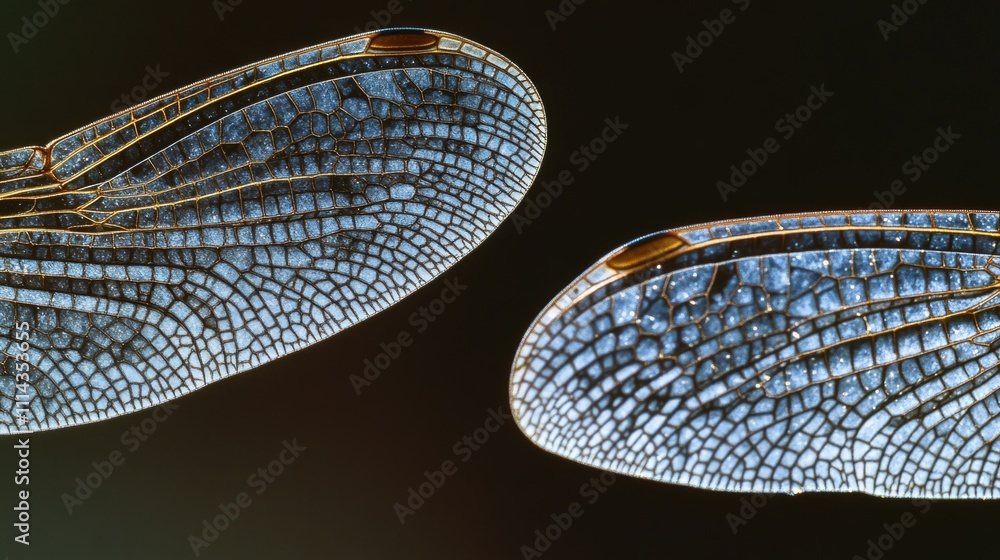 Poster close-up view of the intricate details on a dragonfly's wings