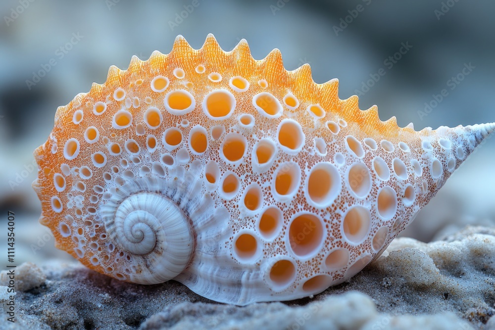Poster a close-up view of a beautiful shell found on the beach
