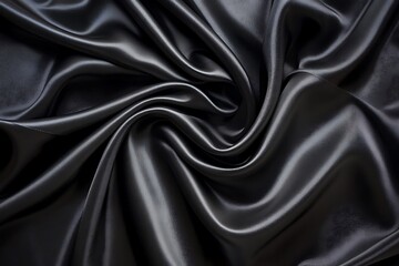 Fototapeta premium Luxurious dark gray silk fabric with elegant folds and drapes.