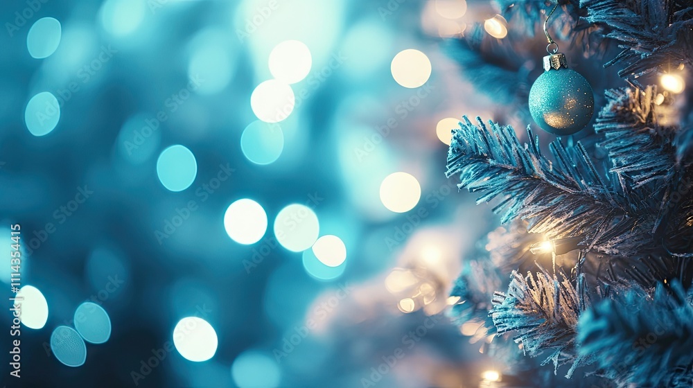 Poster defocused christmas bokeh background creates a dreamy atmosphere with soft blue tones, perfect for a