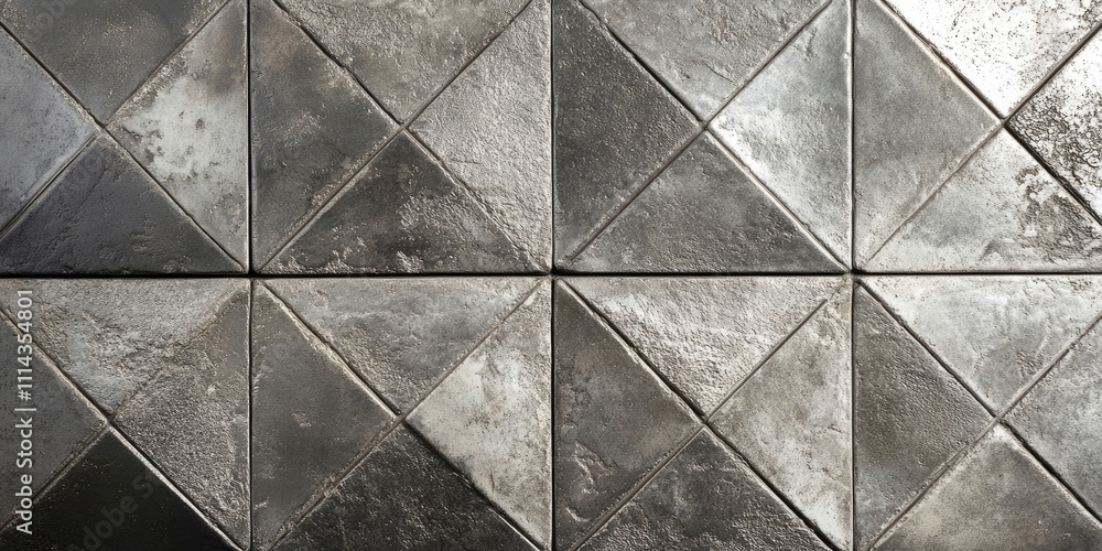 Poster textured silver stone tiles featuring intricate diamond patterns create a stylish and elegant surfac